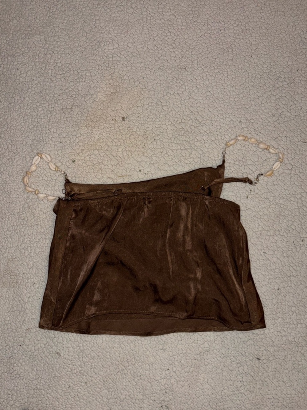 Thirty/Thirty LA Brown Satin Crop Top